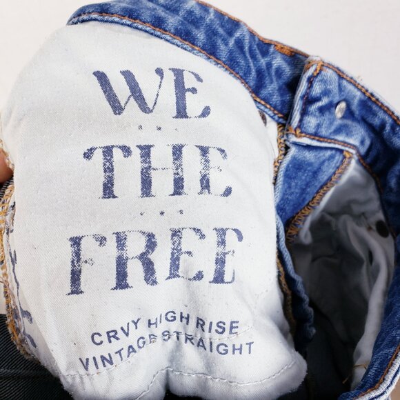 Free People Curvy High-Rise Vintage Straight Jeans We The Free Medium Wash sz 25 - Picture 6 of 15